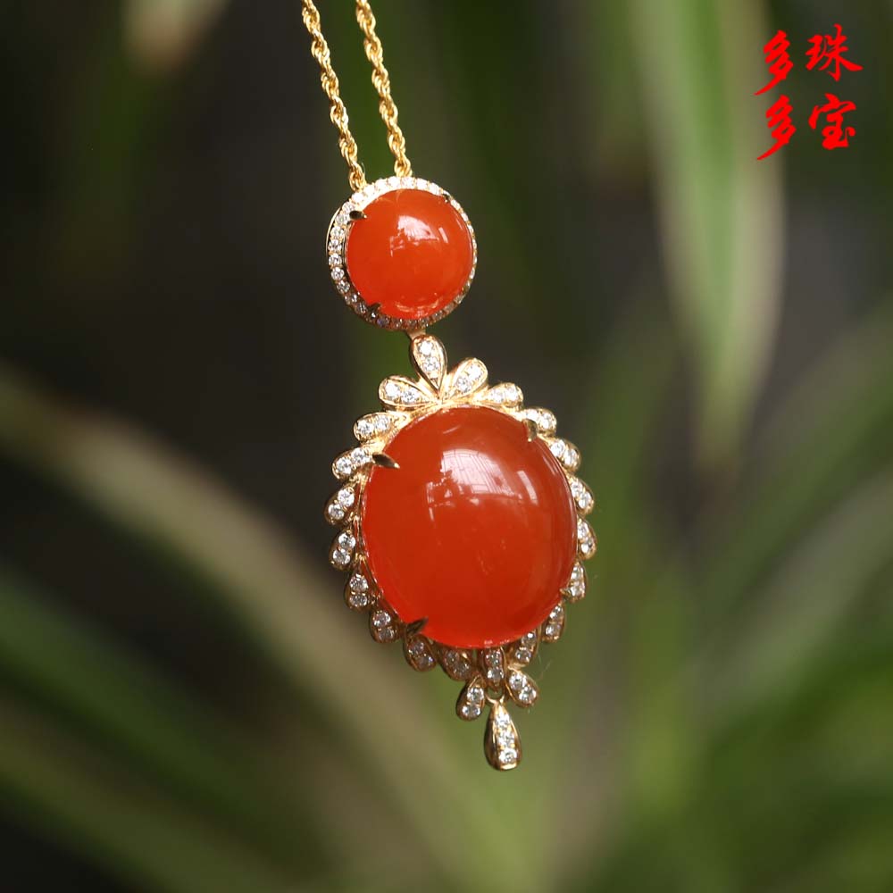 吊坠原矿保山南红冰红高级奢华18