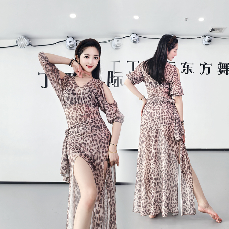 肚皮舞网纱豹纹连衣裙袍子baladi