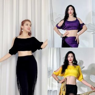 swegal肚皮舞练习蝙蝠袖 柔软宽松舒适 上衣莫代尔独特露手臂中袖