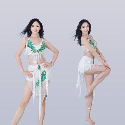 swegal肚皮舞练功服套装舞流苏