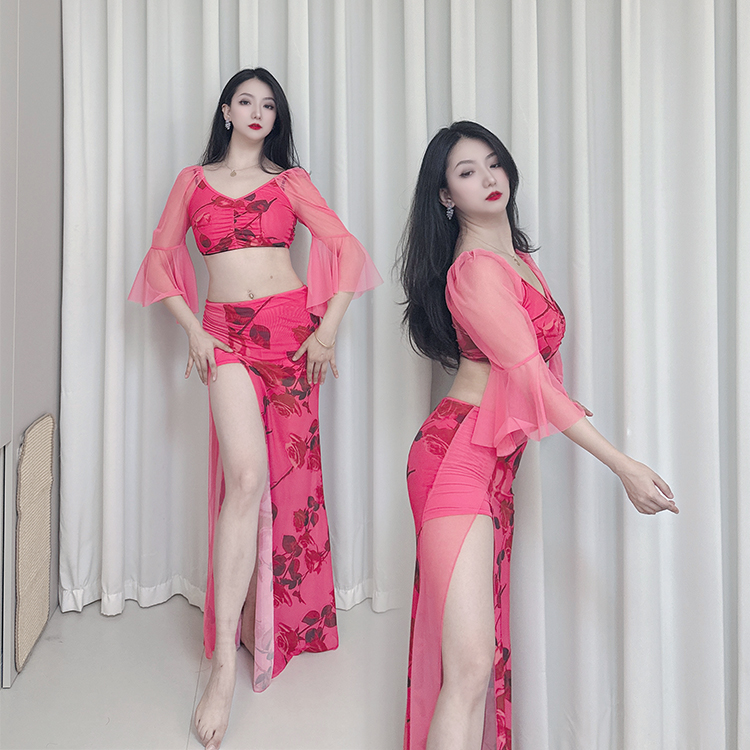 肚皮舞性感喇叭袖人鱼套装娇嫩