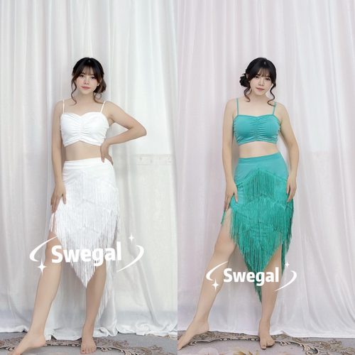 SWEGAL肚皮舞撒银流苏套装鼓舞服