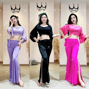 修身 上衣加系腰喇叭裤 显瘦 蝙蝠袖 swegal肚皮舞练功服东方舞服装