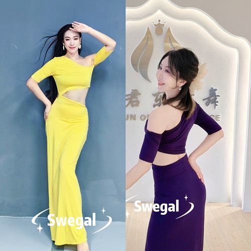 莫代尔露肩肚皮舞连衣裙爵士舞
