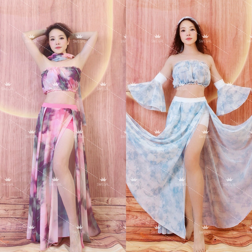 swegal宫廷舞水墨印花肚皮舞套装