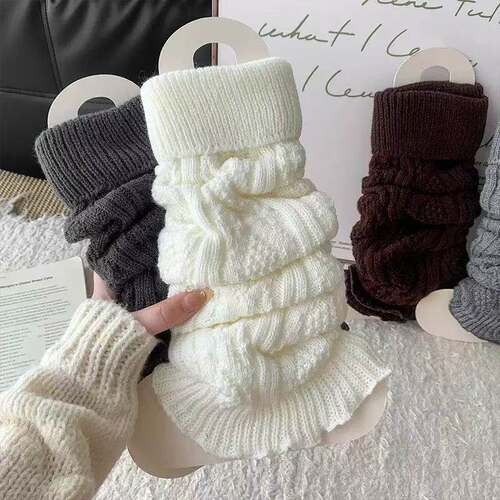 焦糖棕美dai~配德训鞋针织堆堆袜套腿套小腿袜~通勤搭啥都好看！