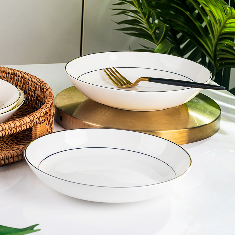 骨瓷深盘8寸家用轻奢菜盘子