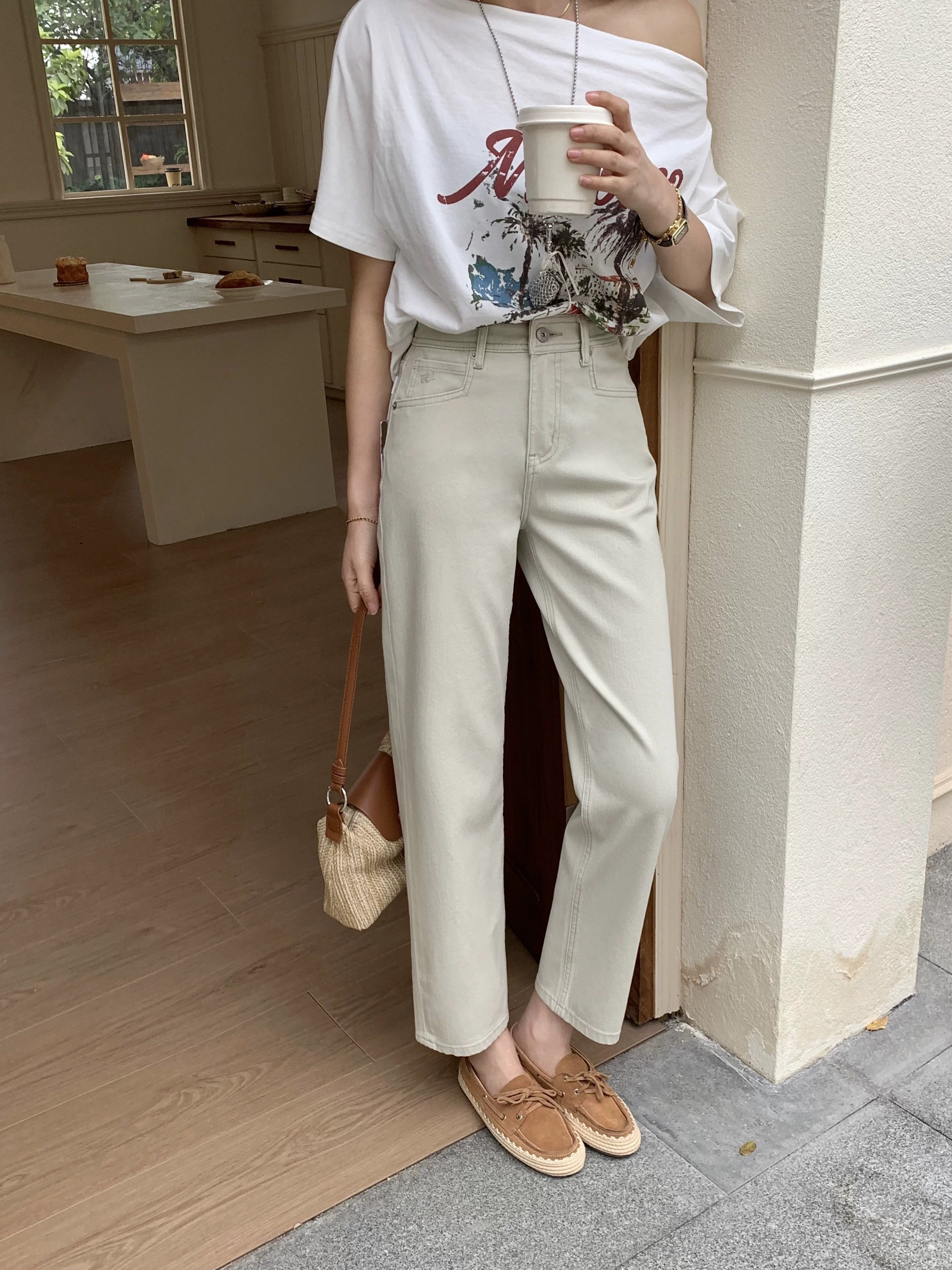 Kabodo卡布牛仔裤女2026春夏小个子直筒裤浅卡其九分蛋卷裤68980