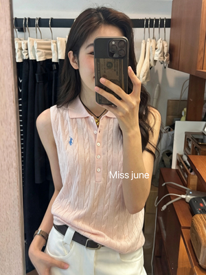 韩系设计感小众polo针织背心马甲女2026夏薄款麻花无袖上衣M8150