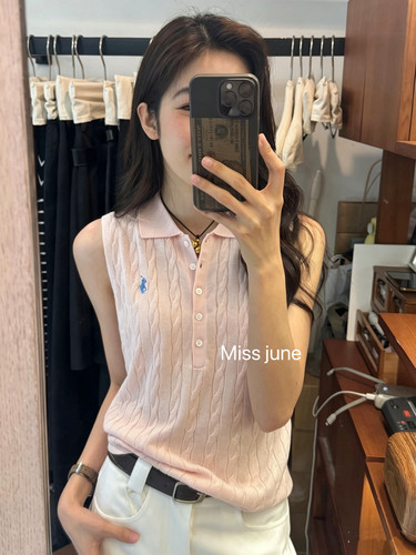 韩系设计感小众polo针织背心马甲女2026夏薄款麻花无袖上衣M8150