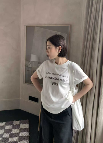 美式复古字母印花短袖T恤女2026春夏新宽松休闲百搭半袖上衣8035