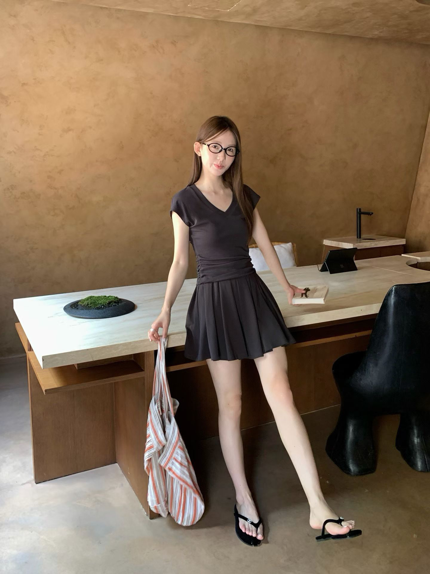 设计感百搭显瘦a字百褶裙女夏季2026新防走光显瘦半身裙短裙K8253