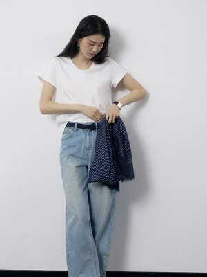 纯棉U领白色短袖T恤女正肩宽松显瘦基础款内搭打底衫夏季百搭上衣