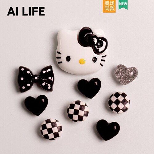 AI LIFE 猫咪爱心洞洞鞋配饰鞋花卡通diy装饰品扣适配Cross/Crocs