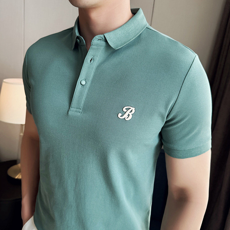 2025春夏新款polo衫男纯色商务休闲男士翻领短袖T恤衫9835/P48,男装T恤,电商C309