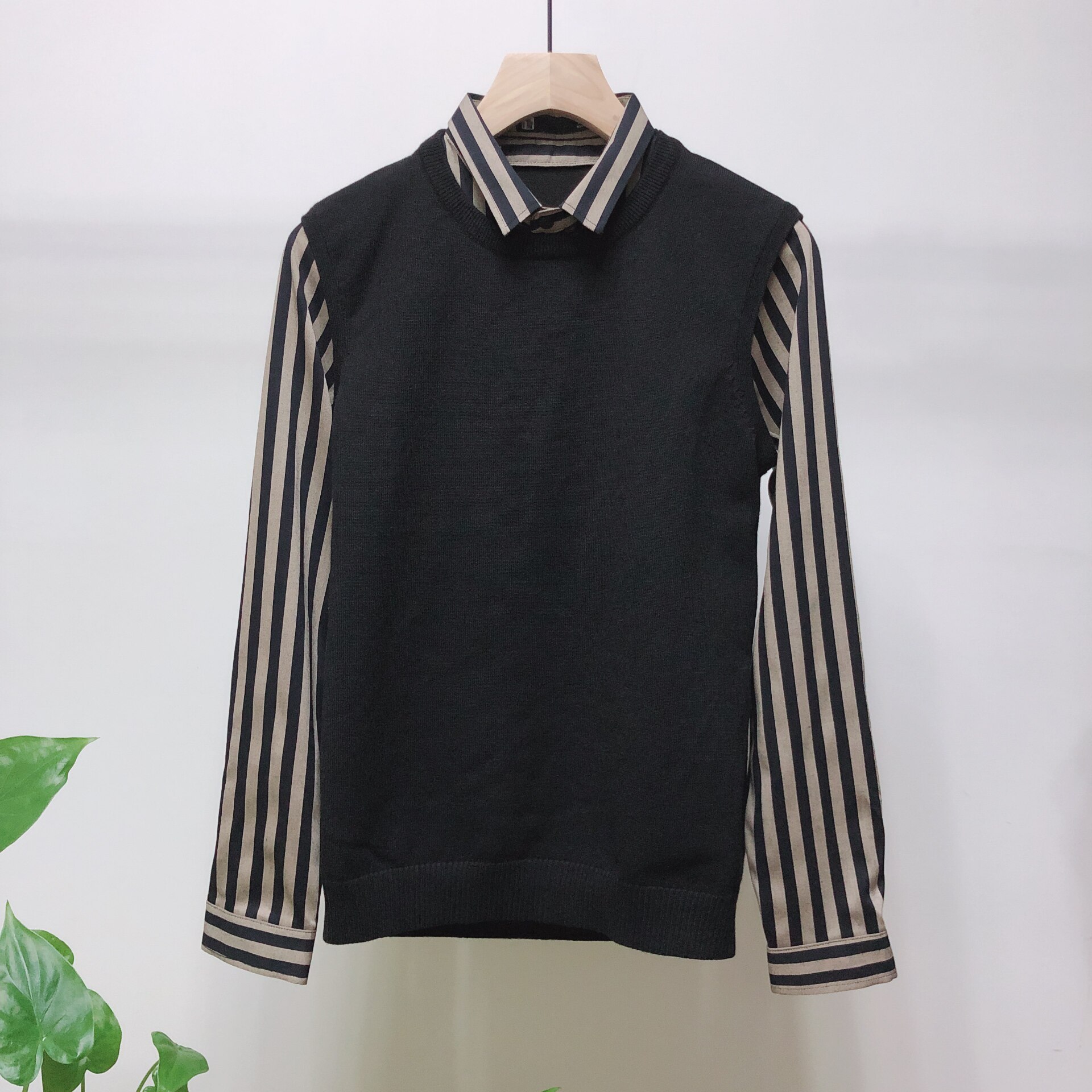 加绒加厚高品质针织衫假两件男士套头休闲毛衣男M6613_P100,男装针织衫/毛衣,电商C309