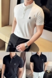 2025新款春夏翻领polo衫男纯色简约字母男士短袖T恤衫9822/P48，男装T恤，电商C309