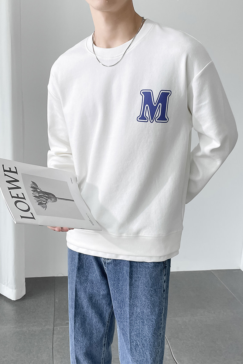 2025秋款轻熟风简约字母印花男士圆领情侣卫衣潮1038#P65,男装卫衣,电商C309