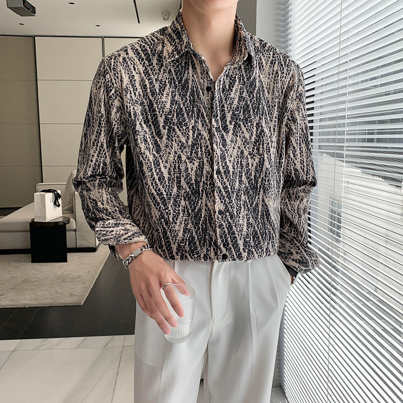 春秋款轻熟韩风男士长袖个性衬衫休闲外套C813#P65,男装衬衫,电商C309