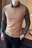 高品质针织衫男士假两件长袖套头休闲毛衣6613#P95，男装针织衫/毛衣，电商C309