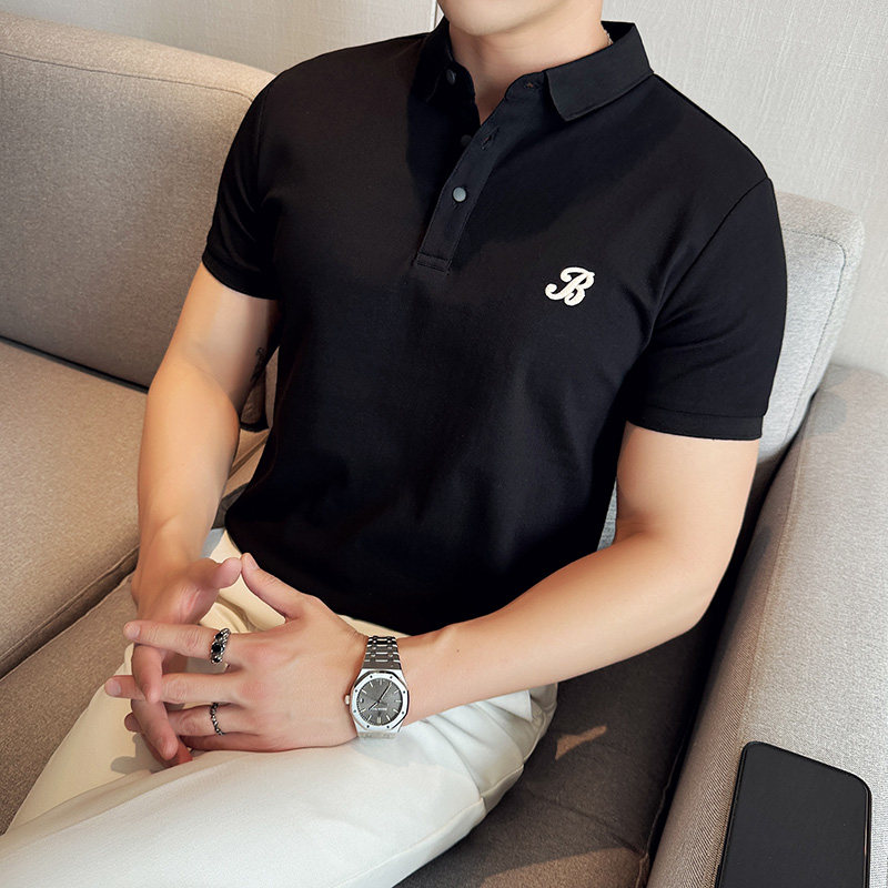 春夏新款polo衫男 纯色商务休闲男士翻领短袖T恤衫9835/P48图片