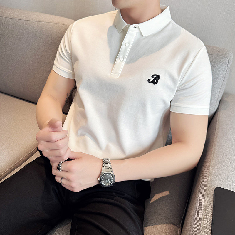 2025春夏新款polo衫男纯色商务休闲男士翻领短袖T恤衫9835/P48,男装T恤,电商C309