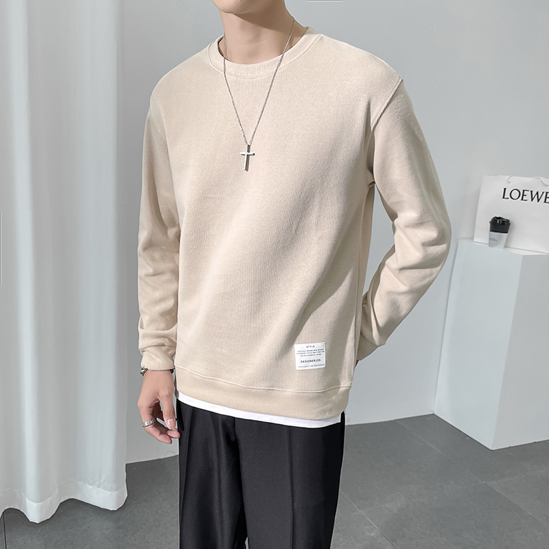 1108#简约设计男士假两件长袖卫衣圆领打底衫潮P60，男装T恤，电商C309