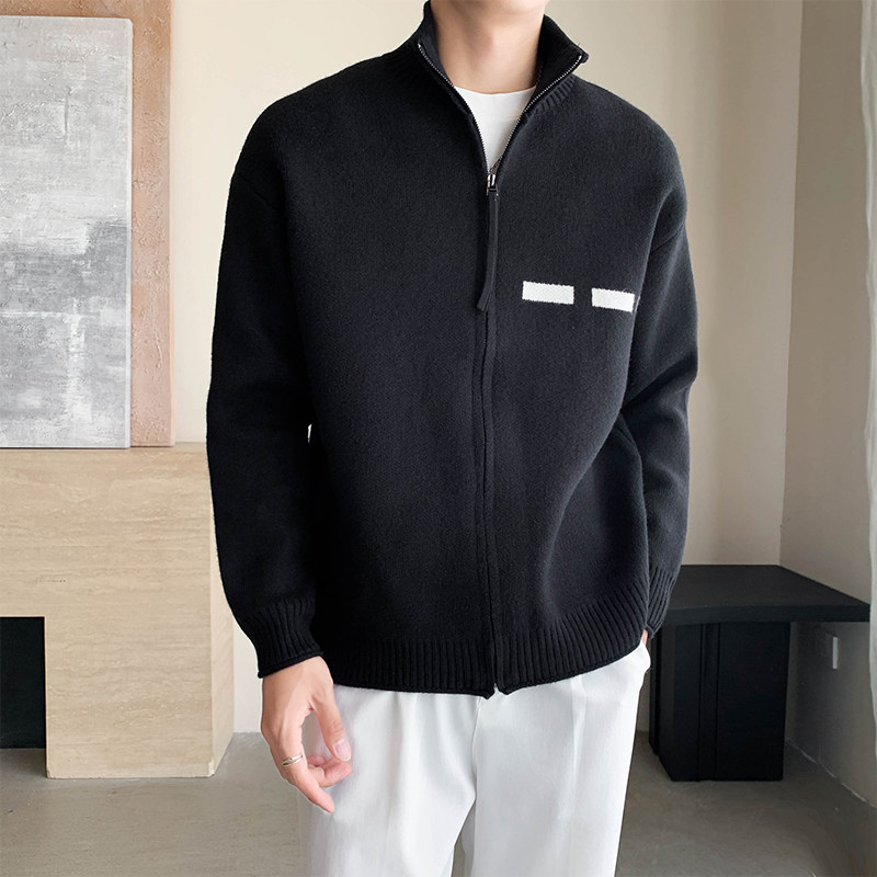 9607#_茶青秋冬新款毛衣外套高品质男士纯色拉链针织开衫P125,男装针织衫/毛衣,电商C309