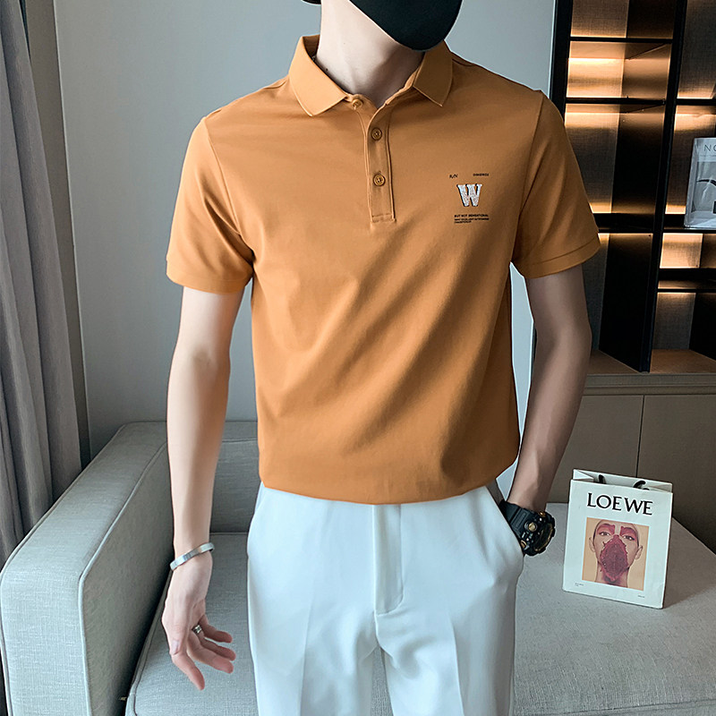 95005#夏季社会风男士休闲polo衫翻领短袖T恤简约字母潮P58控78,男装T恤,电商C309