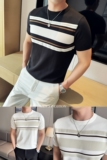 春夏新款条纹拼色男士冰丝圆领商务休闲针织衫72019/P58，男装针织衫/毛衣，电商C309