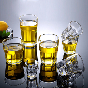 包邮 钢化玻璃杯子 八角杯茶杯啤酒杯洋酒杯威士忌杯加厚酒吧KTV