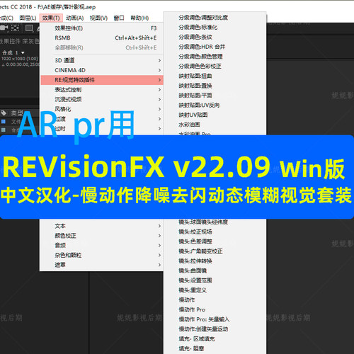 Win版慢动作降噪动态模糊视觉套装AE/PR插件REVisionFX v22.09