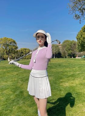 她试高尔夫针织衫百褶裙网球服