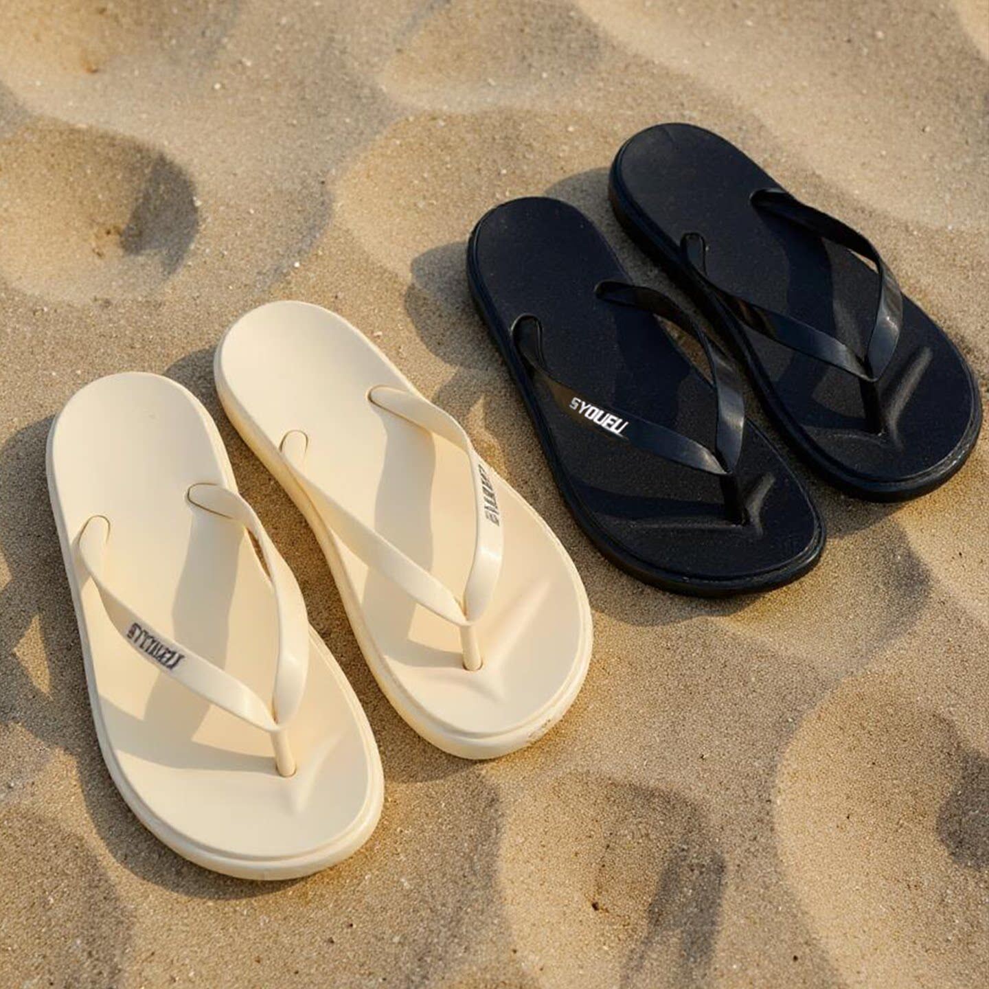 日本进口人字拖女士夏季外穿黑色防滑浴室沙滩海边游泳厚底夹趾夹