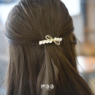 小号后脑勺蝴蝶结弹簧夹顶夹一字夹时尚仿猫眼发卡横夹百搭发夹子