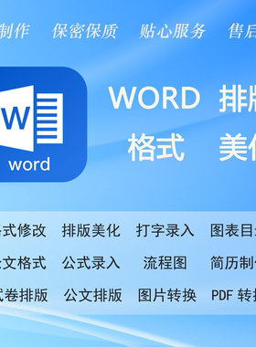 word排版美化表格制作格式修改打字服务文字录入图片PDF转换编辑