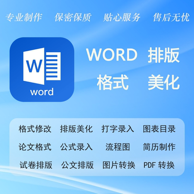 word排版美化表格制作格式修改打字服务文字录入图片PDF转换编辑