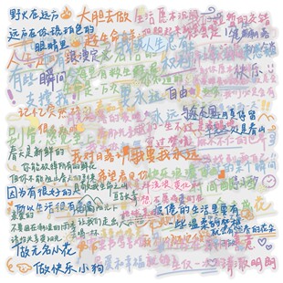 80张简洁励志文案创意文字贴纸pet材质装饰水杯书桌冰箱防水贴画