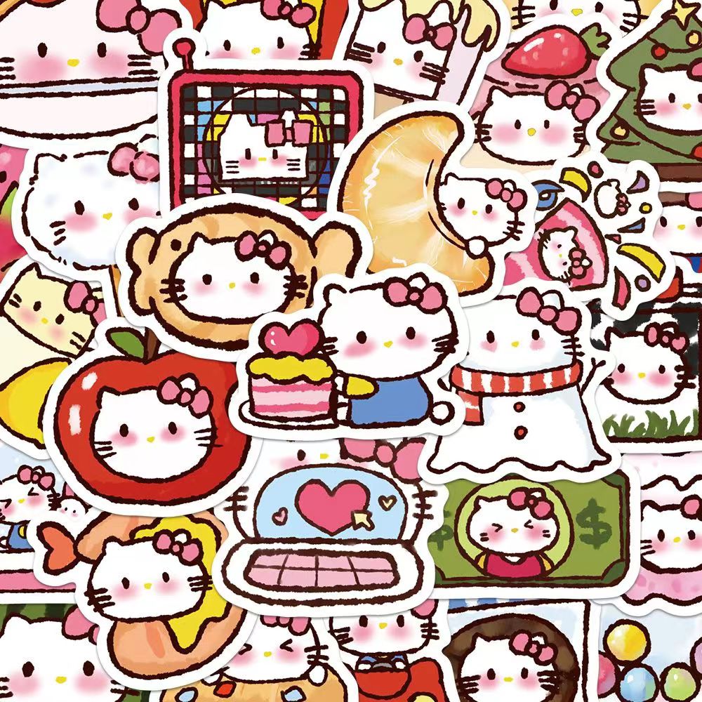 90张卡通kitten贴纸hellokitty可爱创意手机壳笔记本装饰防水贴画-封面