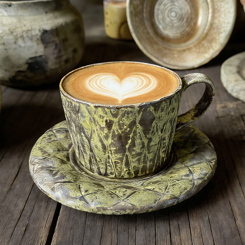 「手工粗陶」仪景咖啡杯：复古风拿铁杯手工咖啡杯-200mL,餐饮具,咖啡杯,淘宝优惠券,粉丝福利购,淘宝优惠卷