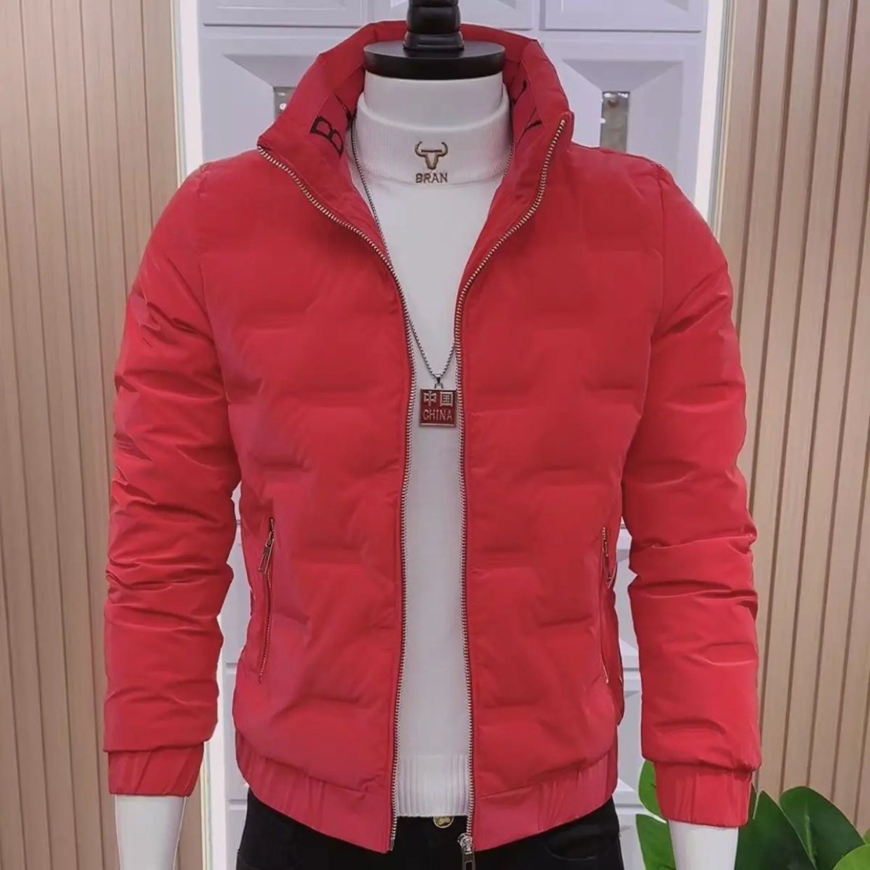 2025新款男士棉服外套秋冬时尚韩版修身纯色高级感立领百搭上衣潮