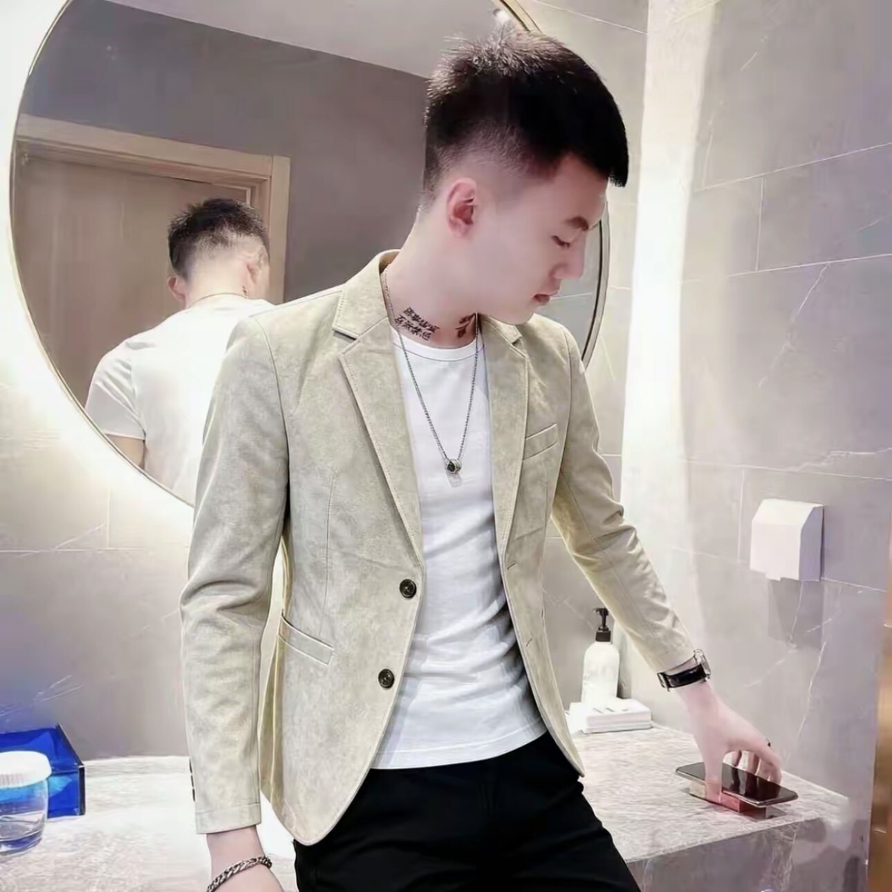 新款气质个性秋冬款西装领西装外套修身显瘦百搭爆款时尚潮流帅气