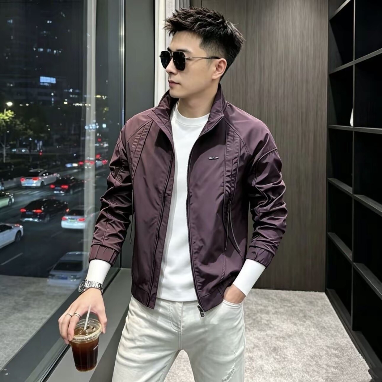 新款气质个性春秋款休闲风男生外套百搭显瘦修身时尚潮流帅气爆款