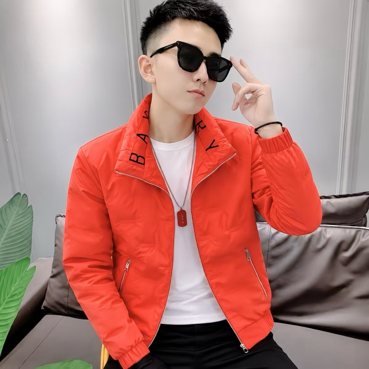 新款气质个性冬季款休闲风男生棉服时尚加厚修身时尚潮流百搭爆款