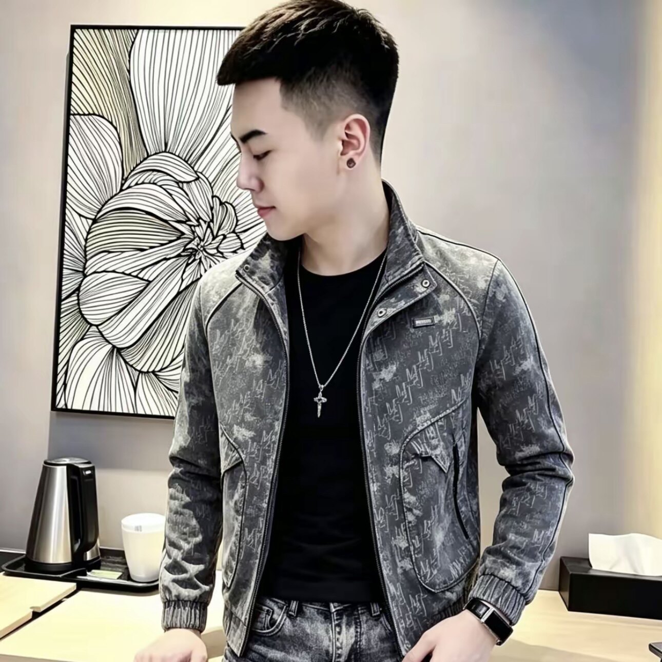 新款气质个性春秋款休闲风男生外套百搭显瘦修身时尚潮流帅气爆款