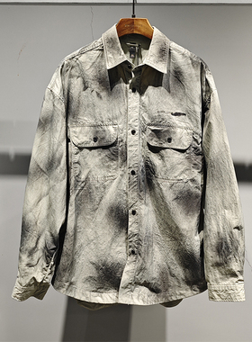 素拼男装2025春秋季新款长袖衬衫男潮复古做旧扎染SPACS511156AM