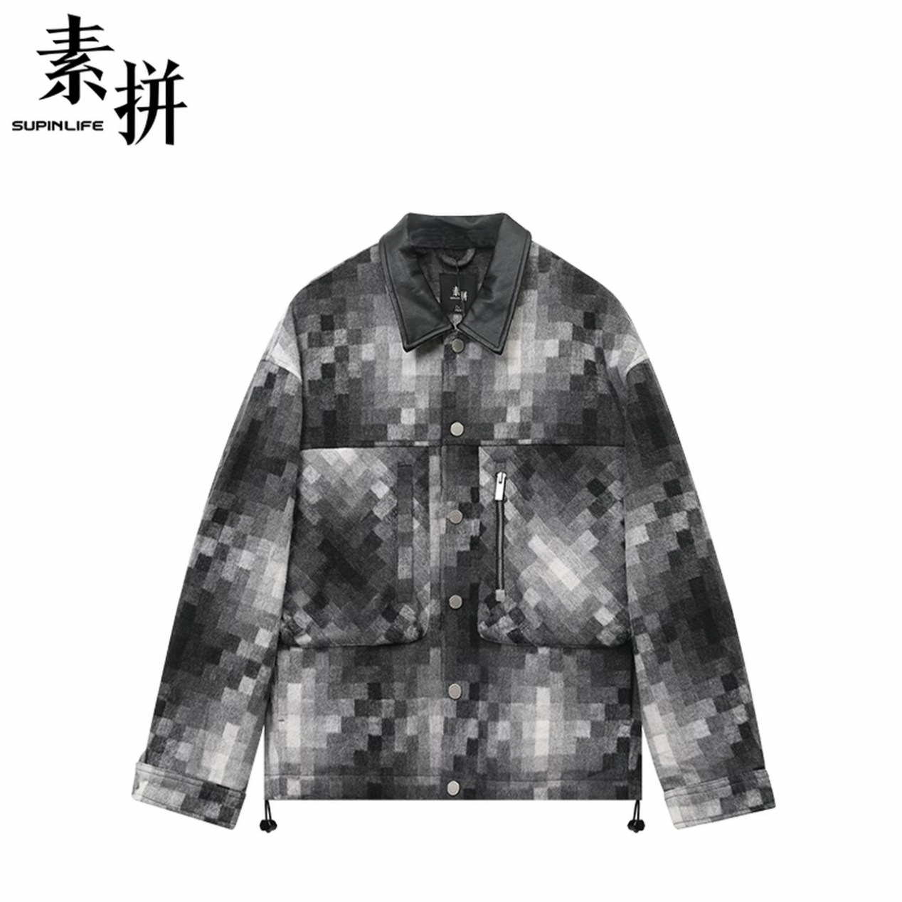 素拼男装冬季新款外套毛呢痞帅百搭高级感长袖夹克休闲风翻领宽松