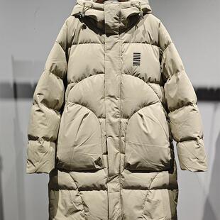 素拼男装冬季新款羽绒服长款外穿鸭绒连帽保暖青春流行中长款