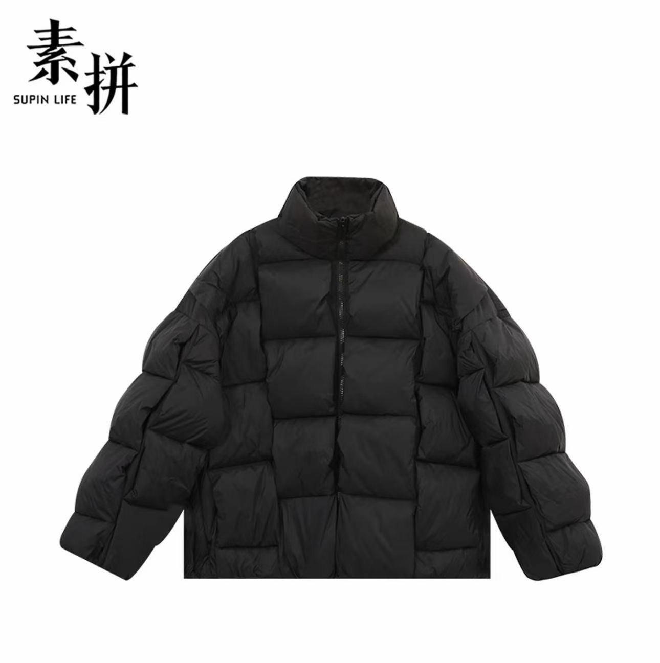 素拼男装冬季新款羽绒服鹅绒长袖常规款宽松保暖拉链立领防寒加厚