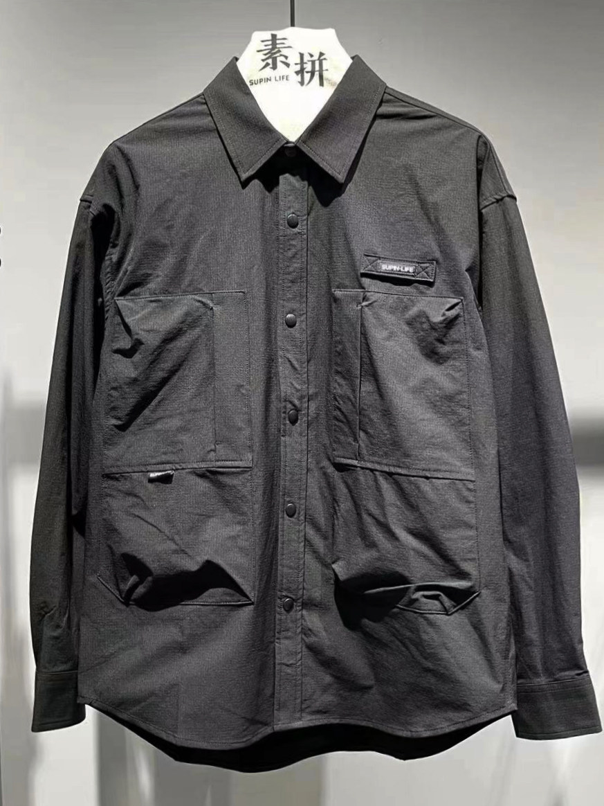 素拼男装春秋季新款衬衫长袖宽松痞帅ins港风百搭潮流衬衣